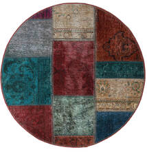 Ø 100 Patchwork - Persien/Iran Teppich Moderner Rund Grau/Dunkelrot (Wolle, Persien/Iran) Carpetvista