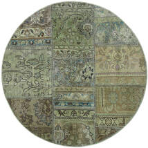  Persischer Patchwork - Persien/Iran Teppich Ø 100 Rund Grün/Dunkelgrün (Wolle, Persien/Iran)