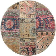  Ø 100 Patchwork - Persien/Iran Vloerkleed Modern Rond Bruin/Oranje (Wol, Perzië/Iran) Carpetvista
