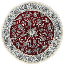  Ø 140 Dywan Nain Orientalny Okrągły Ciemnoczerwony/Szary (Wełna, Persja/Iran) Carpetvista