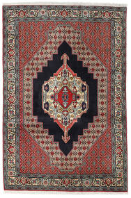 122X185 Senneh Matta Orientalisk Röd/Mörkgrå (Ull, Persien/Iran) Carpetvista