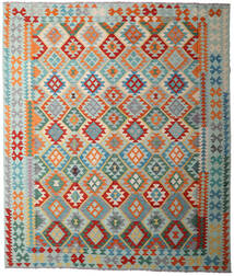  Kilim Afghan Old Style Rug 249X291 Wool Grey/Green Large Carpetvista