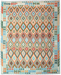 Tapis Kilim Afghan Old Style 249X305 Vert/Orange (Laine, Afghanistan)