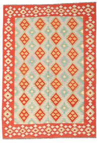 204X295 Kelim Afghan Old Style Matot Matto Itämainen Beige/Punainen (Villa, Afganistan) Carpetvista