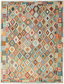  Kilim Afghan Old Style Tapis 302X395 De Laine Gris/Orange Grand Carpetvista