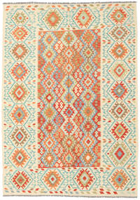 204X290 Kelim Afghan Old Stil Teppich Orientalischer Beige/Grün (Wolle, Afghanistan) Carpetvista