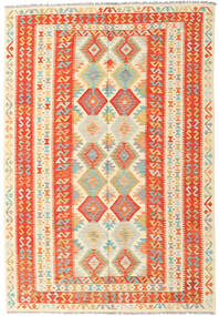  Kilim Afghan Old Style Tapis 201X295 De Laine Beige/Rouge Carpetvista