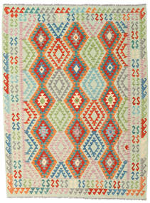 Kelim Afghan Old Style Teppe 192X252 Grønn/Lys Grønn Ull, Afghanistan Carpetvista