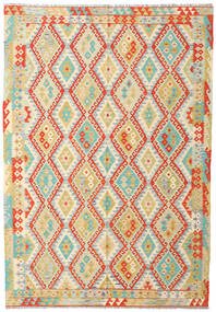  Oriental Kilim Afghan Old Style Rug 206X299 Beige/Yellow Wool, Afghanistan Carpetvista