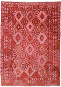 177X248 Tapete Kilim Afegão Old Style Oriental Vermelho/Vermelho Escuro (Lã, Afeganistão) Carpetvista