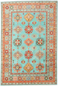  Orientalischer Kazak Fine Teppich 202X297 Grün/Türkis Wolle, Pakistan Carpetvista