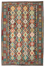 Kelim Afghan Old Style Matot Matto 203X302 Ruskea/Vihreä Villa, Afganistan Carpetvista