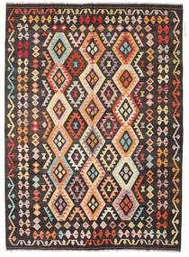 Kelim Afghan Old Style Tæppe 189X258 Brun/Beige Uld, Afghanistan Carpetvista