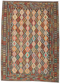  270X372 Kelim Afghan Old Stil Teppich Braun/Beige Afghanistan Carpetvista