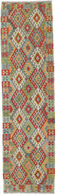 Tappeto Kilim Afghan Old Style 83X302 Passatoie Verde/Rosso (Lana, Afghanistan)