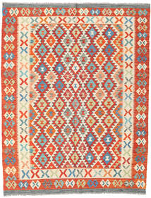  Orientalsk Kelim Afghan Old Style Teppe 145X189 Rød/Beige Ull, Afghanistan Carpetvista