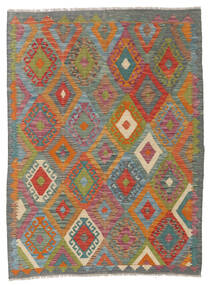 120X163 Kelim Afghan Old Style Vloerkleed Oosters Grijs/Oranje (Wol, Afghanistan) Carpetvista