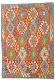 Kelim Afghan Old Style Teppe 127X177 Oransje/Grå Ull, Afghanistan Carpetvista