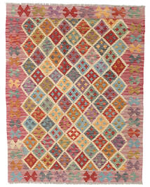 132X171 Kelim Afghan Old Stil Teppich Orientalischer Beige/Rot (Wolle, Afghanistan) Carpetvista