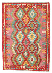 Kilim Afegão Old Style Tapete 126X173 Lã Vermelho/Verde Pequeno Carpetvista