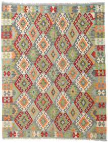 153X194 Kelim Afghan Old Stil Teppich Orientalischer Grün/Beige (Wolle, Afghanistan) Carpetvista