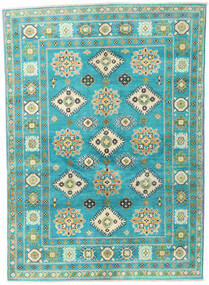  Kazak Fine Tapis 145X202 De Laine Vert/Bleu Petit Carpetvista