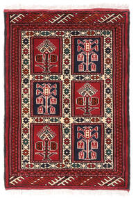 61X86 Tapete Turcomano Oriental Vermelho/Vermelho Escuro (Lã, Pérsia/Irão) Carpetvista
