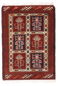 62X86 Dywan Turkmeński Orientalny Czerwony/Ciemnoczerwony (Wełna, Persja/Iran) Carpetvista