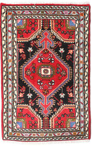 絨毯 ペルシャ ハマダン 63X97 レッド/茶色 (ウール, ペルシャ/イラン)