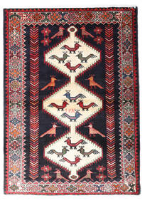 Hamadan Teppich 108X148 Rot/Dunkelgrau Wolle, Persien/Iran Carpetvista