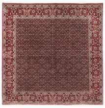  Persischer Bidjar Mit Seide Teppich 202X206 Quadratisch Rot/Dunkelrot (Wolle, Persien/Iran)