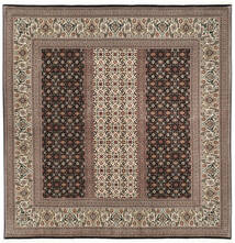 絨毯 ペルシャ タブリーズ 50 Raj シルク製 198X205 正方形 茶色/オレンジ (ウール, ペルシャ/イラン)