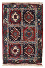 87X132 Dywan Orientalny Yalameh Ciemnofioletowy/Czerwony (Wełna, Persja/Iran)