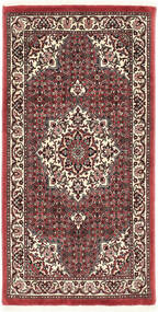Bidjar With Silk Rug 70X138 Red/Brown Persia/Iran