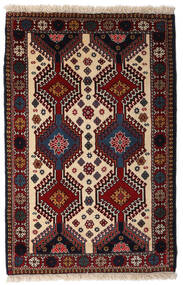83X127 Yalameh Teppe Orientalsk Mørk Rød/Beige (Ull, Persia/Iran) Carpetvista
