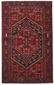 絨毯 ハマダン 132X213 ダークレッド/レッド (ウール, ペルシャ/イラン)