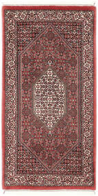 72X135 Bidjar Med Silke Matta Orientalisk Röd/Mörkröd ( Persien/Iran)