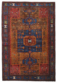 Hamadan Teppich 138X204 Braun/Dunkelrosa Wolle, Persien/Iran Carpetvista