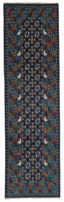  Afghan Fine Tæppe 80X300 Mørkegrå/Mørkeblå Carpetvista