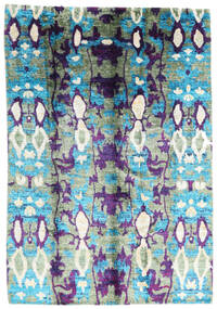 絨毯 Sari ピュア シルク 168X246 グレー/ブルー (絹, インド)