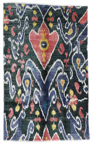 105X166 Sari Pure Silke Tæppe Moderne Mørkeblå/Mørkegrå (Silke, Indien) Carpetvista