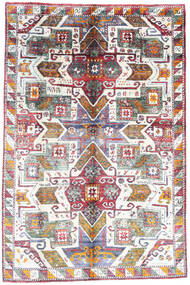 絨毯 Sari ピュア シルク 195X297 グレー/レッド (絹, インド)
