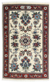 Sarough Teppich 86X136 Beige/Dunkelrot Wolle, Persien/Iran Carpetvista