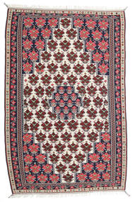 150X220 Tapis Kilim Senneh Fine D'orient Rouge/Gris (Laine, Perse/Iran) Carpetvista