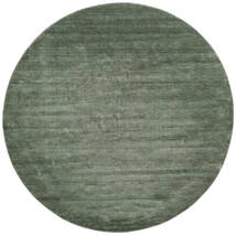 Handloom Ø 250 Large Forest Green Plain (Single Colored) Round Wool Rug 