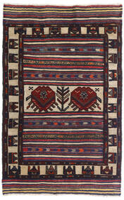 絨毯 キリム ゴルバリヤスタ 95X150 ダークピンク/ベージュ (ウール, アフガニスタン)