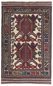  Oriental Kilim Golbarjasta Rug 90X145 Red/Dark Grey Wool, Afghanistan Carpetvista