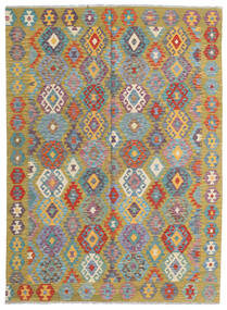 168X226 Kelim Afghan Old Style Vloerkleed Oosters Grijs/Geel (Wol, Afghanistan) Carpetvista
