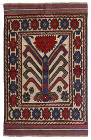 絨毯 キリム ゴルバリヤスタ 92X145 ダークピンク/レッド (ウール, アフガニスタン)