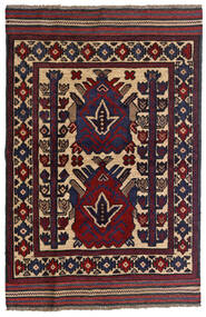  Orientalischer Kelim Golbarjasta Teppich 95X140 Dunkelrosa/Braun Wolle, Afghanistan Carpetvista